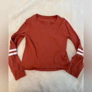 Size 7 GIRLS “FAVORITE BOXY TEE” Shirt Striped Long Sleeved Crop Top B3